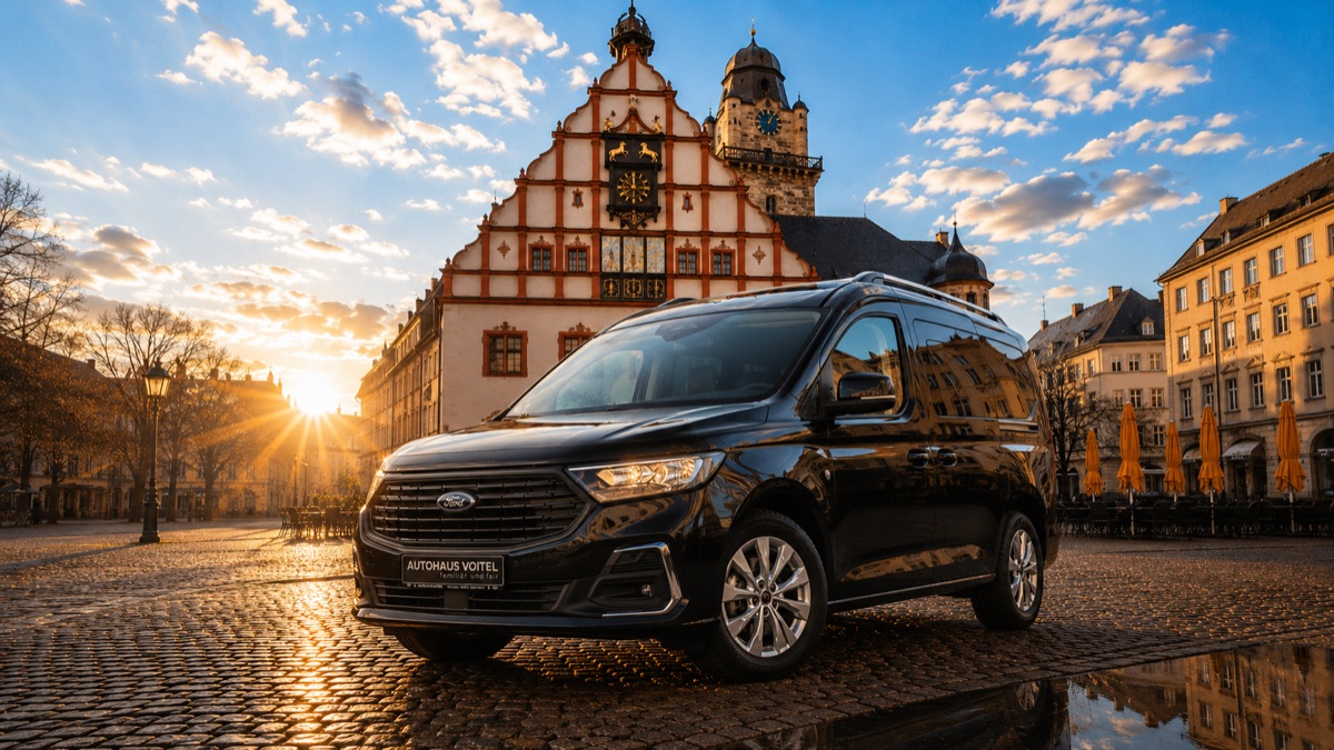 Finanzierung und Leasing bei Autohaus Voitel: Ford vor dem Rathaus Plauen