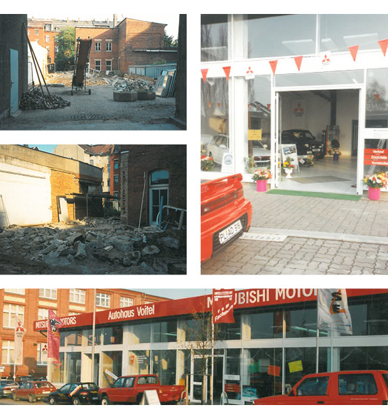 1994: Eröffnung des neugebauten Autohauses Voitel in der Alleestraße 6 in Plauen mit Mitsubishi-Ausstellung, Neu- und Gebrauchtwagen und Werkstatt (Fotos von Bau und Eröffnung)